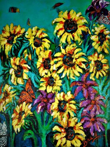 Available - Sunflowers, 48"x36", Acrylic on Canvas